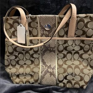 New Coach File tote in tan and python